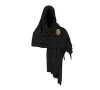 LOVIVER Medieval Cotton Cloak Hooded Cape Robe Mantle With Secure Fasteners Lightweight For Historical Reenactment Cosplay Gatherings Theater Production Outdoor Festivals, Black