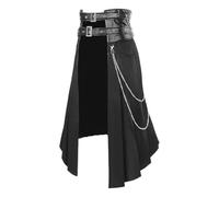 LOVIVER Men's Gothic Skirt Adjustable Waist Belt Party Black Decoration Daily Half Skirt, M
