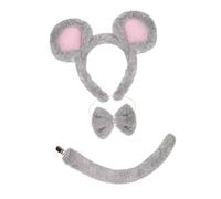 LOVIVER Mice Ears Headband Tail Bowtie Animal Ears and Tail for Role Playing Masquerade, Gray