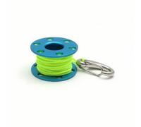 LOVIVER Mini Pendant Keychain Charm Clip Reel Metal Backpack aluminum alloy body with sl inish and, Blue Wheel, Yellow Line, Mini Line Spool Pendant