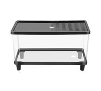 LOVIVER Mini Reptile Terrarium Habitat Easy Maintenance Full View Transparent Small Tank Snake Enclosure for Snails Frogs, Black, 30cmx19.5cmx21cm