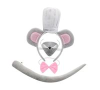 LOVIVER Mouses Ears Headband Costume Mice Ears Long Tail for Halloween Carnival, Headband