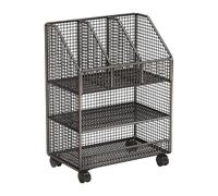 LOVIVER Movable Bookshelf Book Organizer Versatile Study 360° Swivel Casters Compact Bookcase with Wheels, Magazines Holder, Three Layer