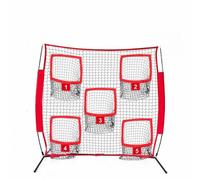 LOVIVER Net Football Target Net Throwing Net Practice Net Accuracy Target With 5 Numbered Pockets Fiberglass Frame With Support Legs Suitable for team practice solo training, Red, 6x6