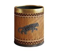 LOVIVER Open Top Round Trash Can Dustbin Container 10 L Rubbish Bin Wastebasket for Kitchen Outdoor Indoor Living Room Bathroom, Leopard Gold
