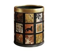 LOVIVER Open Top Round Trash Can Dustbin Container 10 L Rubbish Bin Wastebasket for Kitchen Outdoor Indoor Living Room Bathroom, Painting Gold