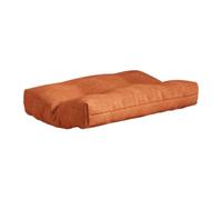 LOVIVER Orange Footstool Ottoman Stool Bench Seat Built with Sturdy Wood and Stable Thick Linen Padded Cushion with Fastener, Foldable Footrest with Removable Soft Cushion, Orange, Array, Orange
