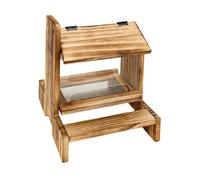 LOVIVER Outside Wood Squirrel Feeder Hanging Pet Squirrel Picnic Table Feeder for Backyard Fence Outdoor Ground Trees
