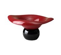 LOVIVER Pedestal Fruit Bowl Serving Tray Table Centerpiece Dessert Display Stand Footed Bowl for Dining Room Desktop Decor Vegetable, Red Black