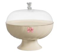 LOVIVER Pedestal Fruit Bowl With Lid - Decorative Round Countertop Basket for Party Wedding Displaying Fruit, Vegetable, Dessert, Snacks, Bread - Cream With Cover Bow