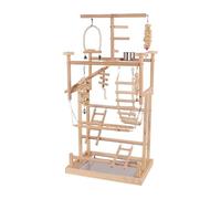 LOVIVER Pet Parrot Playstand Wooden Parrot Stand with Ladder Play Gym Toy Parrot Playground Parrot Perch Stand for Lovebird Bluebirds