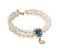 LOVIVER Pet Pearl Necklace Pet Puppy Jewelry Fancy Dress up Dog Collar Necklaces Adjustable for Indoor Cat Small Dog Photo Birthday, S