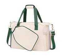 LOVIVER Pickleball Racket Bag Pickleball Racquet Bag,Large Capacity Portable Removable Adjustable Shoulder Strap Pickleball Bag Tote, White Green