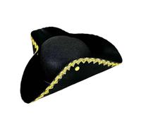 LOVIVER Pirate Hat Elegant Tricorner for Birthday Holiday Fancy Dress Stage Performance, Golden hat brim