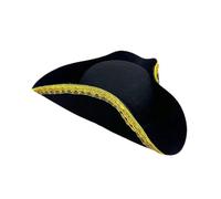 LOVIVER Pirate Hat Elegant Tricorner for Birthday Holiday Fancy Dress Stage Performance, Golden lace hat brim