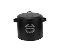 LOVIVER Potato Onion Garlic Storage Bin Kitchen Storage Canister with Airtight Lid, Food Storage Container Vegetables Storage Bin for Farmhouse Decor, Large Black