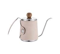 LOVIVER Pour over Coffee Kettle Small Tea Kettle Stainless Steel Coffee Tea Pot with Leather Wrapped for Outdoor Indoor Use Gift, Beige
