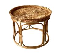 LOVIVER Rattan Side Table Decorative Coffee Table Holder Storage Tray NightStand Round End Table for Bedroom Office Living Room Proch, 32cmx25cm