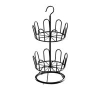 LOVIVER Revolving Shoe Rack - Standing Circular Modern Multipurpose Hanging Large Capacity Metal Shoe Tree for Household, Black 2 Tiers