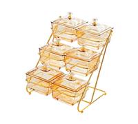 LOVIVER Serving Bowl with Lid and Rack Divided Serving Dishes Container Platter Removable Snack Bowls for Fruits Nuts Chips Kitchen, amber