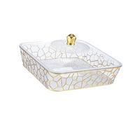 LOVIVER Serving Tray Fruit Organizer Easy to Clean Clear Reusable with Lid Food Storage Container for Party Supplies Traveling Events, Gold and Large