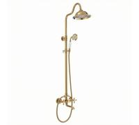 LOVIVER Shower Fixture Rain Handheld Sprayer Mixer Valve Wall Mount Faucet cohesive System with spout for Quick Bucket Fill and Easy Cleaning Suitable for, Gold, Handwheel Handle Shower Set