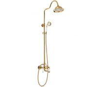 LOVIVER Shower Fixture Rain Handheld Sprayer Mixer Valve Wall Mount Faucet cohesive System with spout for Quick Bucket Fill and Easy Cleaning Suitable for, Gold, Ceramic Handle Shower Set