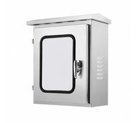 LOVIVER Single-Door Outdoor Electrical Box Vented Stainless Steel Electrical Enclosure with Viewing Window Heavy-Duty for Engineering Sites, 400x500x250mm