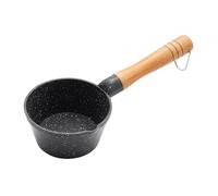 LOVIVER Small Milk Pan, Small Saucepan Milk Pot, with Wooden Handle, 4" for Restaurant Home Picnic, Black