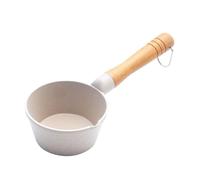 LOVIVER Small Milk Pan, Small Saucepan Milk Pot, with Wooden Handle, 4" for Restaurant Home Picnic, White