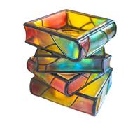 LOVIVER Stacked Books Flower Pot, Book Shaped Vase, Rainbow Glow Design, Book Shaped Decorative Planter Unique Planter for Readers, 4 Tier