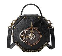 LOVIVER Steampunk Gothic Bag Clock Purse Handbag Retro Satchel PU Leather Shoulder Bag Costume for Women Girls Lady