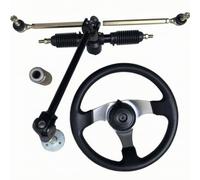 LOVIVER Steering Tie Rod Assembly Set With Black Ribbed Bellows Steering Rack And Three Spoke Wheel For Rough Terrain Driving