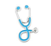 LOVIVER Stethoscope Brooch Fashion Pin Nurse Gift Jewelry Accessory Fashionable Lapel Brooch Stethoscope for Suit Clothing Bags, Argent Blue
