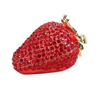 LOVIVER Strawberry Trinket Box Jewelry Storage Case Gift Metal Red Strawberry Decorative Box Mini Jewelry Box for Rings, L