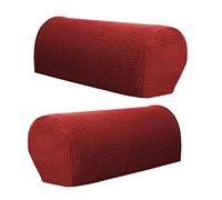 LOVIVER Stretch Armrest Covers, Sofa Armchair Slipcovers, Polyester Anti-Slip Recliner Arm Covers Furniture, Couch Armrest, Set of 2, Wine Red, 21.65x3.94x6.5inch