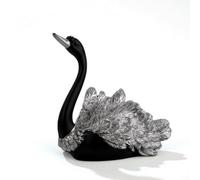LOVIVER Swan Figurine Resin Ornament Sculpture Statue With Glossy Finish And Decoration Open Back Display Tray Feature suitable for bookshelf sideboard mantel, Black Swan Looking Up