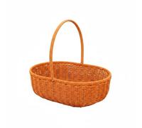 LOVIVER Synthetic Vine Basket With PE Imitation Rattan Open-Top Structure Single Arched Carrying Handle Decorative Storage Basket Suitable for Plant Display Room, Oval Small