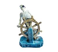 LOVIVER Tank Aquarium Ornament Sunken Ship Decorations Aquarium Decor Shipwreck Decor Tank Decoration Skeleton at The Wheel