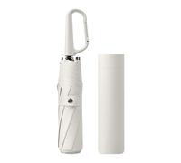 LOVIVER Three Folding Umbrella Travel Umbrella for Rain Strong Anti Rust Versatile Portable with Rings Buckle for Beach Camping Trips, White
