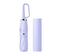 LOVIVER Three Folding Umbrella Travel Umbrella for Rain Strong Anti Rust Versatile Portable with Rings Buckle for Beach Camping Trips, Violet