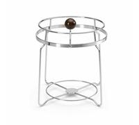 LOVIVER Trash Bag Holder Tabletop Trash Bag Stand with Clamping Band Compact Waste Stand for Home Cooks, Kitchen Counter, Food Prep Station, Dorm Room, Stainless Steel Color With Wood Grain Bead