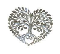LOVIVER Tree Birds Metal Wall Art Decor Art Wall Sculpture Heart Decor Wall Decoration Wall Ornament for Front Door, Fence, Silver