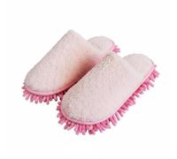 LOVIVER Winter Slippers Mop Slippers Indoor Shoes Cleaning Slippers House Slippers With Cozy Lining And Hook And Loop Removable Base Suitable for dorms kitchens living rooms, Pink, S