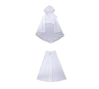 LOVIVER Women Performance Costume Cosplay Outfit Skirt Ensemble Long Sleeve Wrap Shoulder Overlay Decorative Front Detail Linen Blend Suitable for Conventions, XXXL
