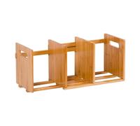 LOVIVER Wood Desktop Bookshelf,Small Book Rack Adjustable Counter Top Bookcase Desk Organizer Tabletop Storage Rack for Kitchen Home