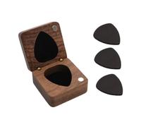 LOVIVER Wooden Guitar Pick Box Guitar Pick Holder Portable Lightweight Guitar Pick Case Pick Organizer for Music Lovers Friends Gift, box black picks