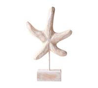 LOVIVER Wooden Nautical Home Decor Statue Table Shelf Decor Marine Statues Sea Animals Sculptures Handmade Art Figurine Cartoon Marine Figurine Stand Decor for Office Home Bathroom, Starfish Shape