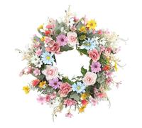 LOVIVER Wreath Wall Hanging Ornament Garland for Front Door, Round 18 Inch Diameter Artificial Silk Flower Wreath for Living Room Spring Home Decor, Multi Purpose Decorative Gift for Wedding Party