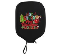 LOVIVER Zippered Paddle Racket Cover, Black Christmas Wishes Design, Black | Convenient Wrist Strap Low-Profile Design, paddle racket Cover with Zipper, for Court